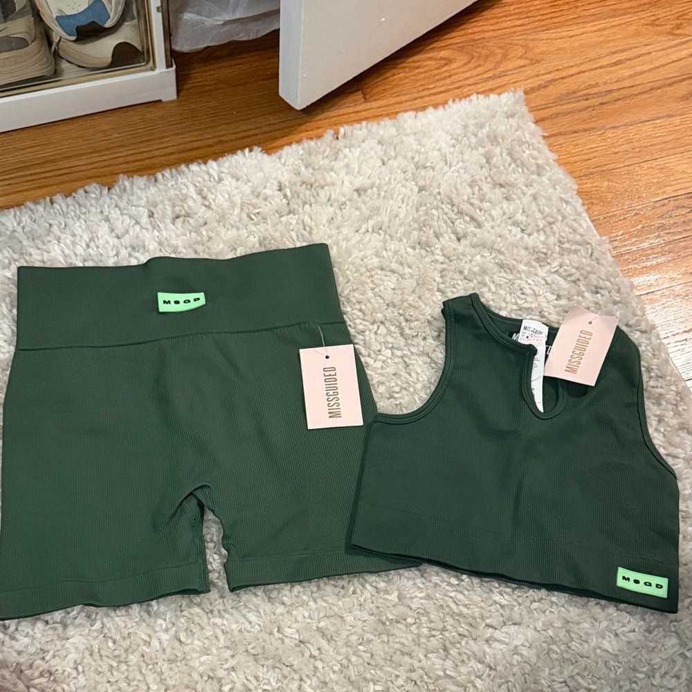 Missguided Olive Green Activewear Set